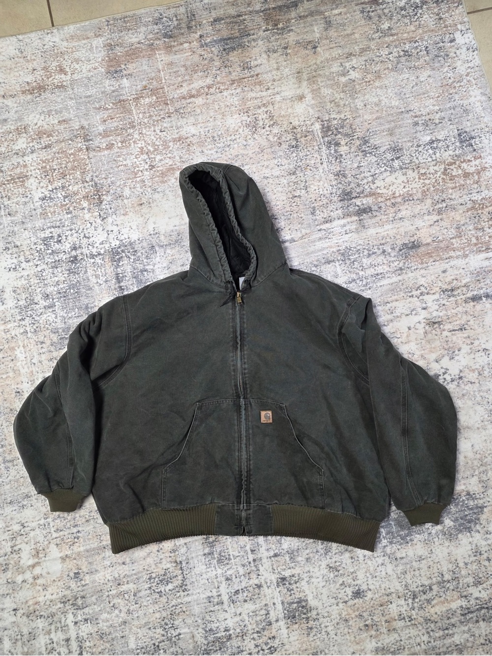 Carhartt Men’s Olive Green Hooded Zip Coat